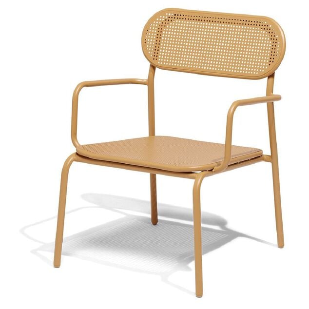 Fauteuil de jardin bas Faro empilable m&eacute;tal orange 56x56xH75cm