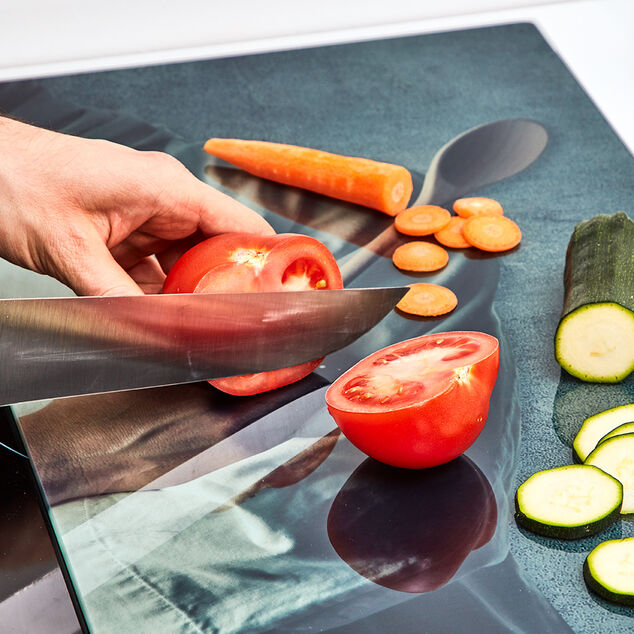 Planche &agrave; d&eacute;couper cache plaque design chef x2