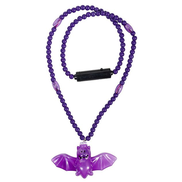 Collier Halloween lumineux fant&ocirc;me ou citrouille ou chauve souris