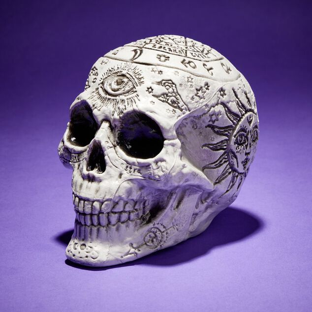 D&eacute;coration Halloween Spirit t&ecirc;te de mort &agrave; poser 15x11xH15cm