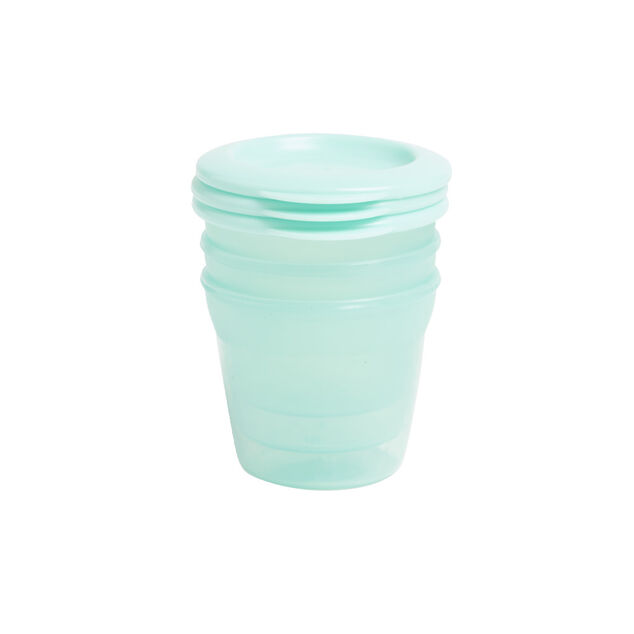 Pot avec couvercle pour snack en plastique rose 110ml (lot de 3)