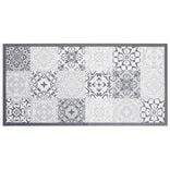 Tapis vinyle imprimé carreau de ciment gris L.99 cm