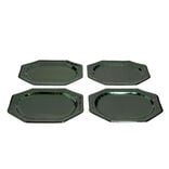 Plateau de présentation ovale x4 en carton métallisé vert sapin 25x34cm