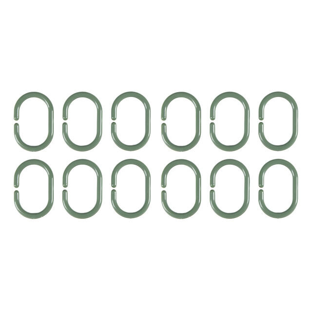 Rideau de douche avec anneaux et tapis salle de bain chenille (2 modèles gris ou vert)