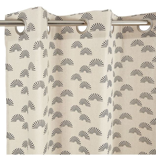 Rideau polycoton 140x240cm imprim&eacute; taupe noir