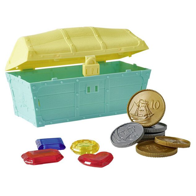 Jeu la chasse aux tr&eacute;sors avec coffre diamants et pi&egrave;ces