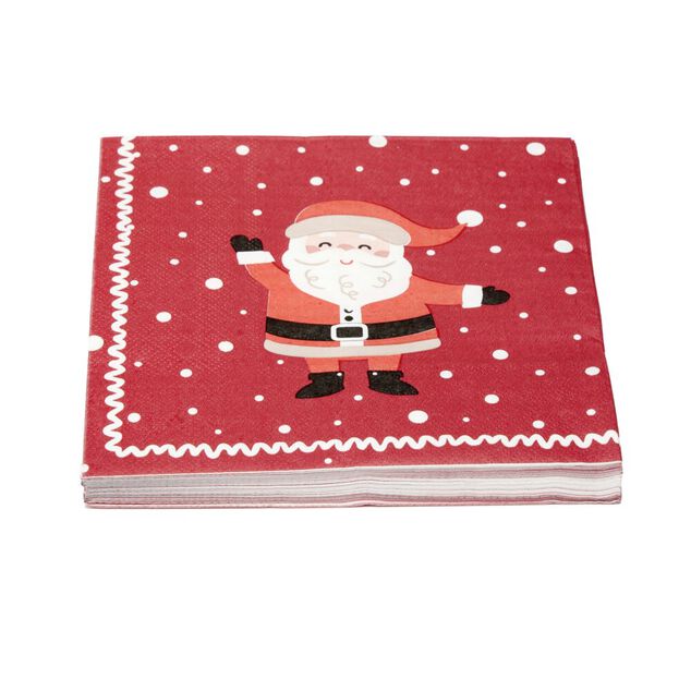 Serviette en papier 3 plis X20 pcs imprim&eacute; P&egrave;re No&euml;l L33X33 cm rouge