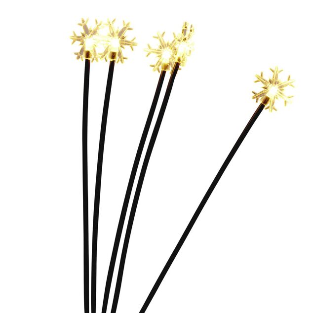 Borne solaire à planter 5 tiges forme flocon de neige LED blanc chaud H70cm