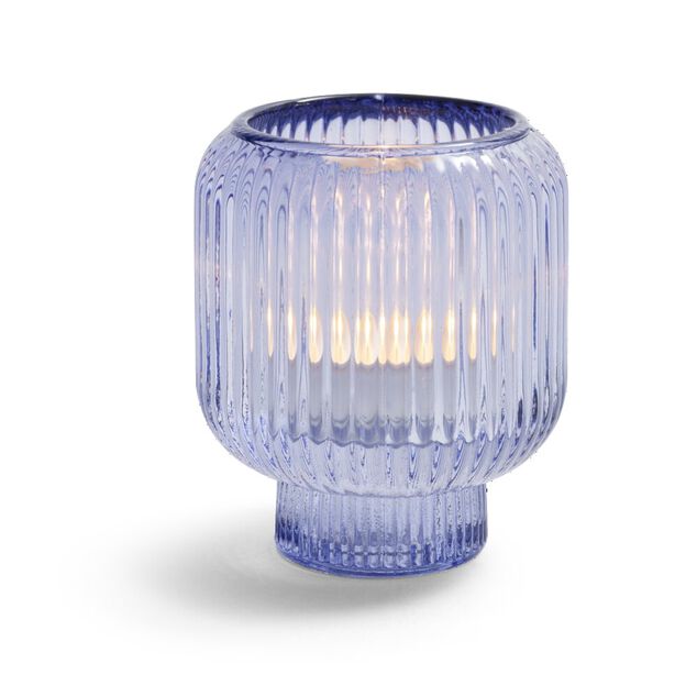 Bougeoir verre double usage bleu &Oslash;7xH8,5cm