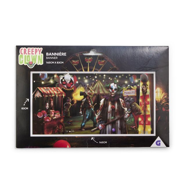 Banni&egrave;re Halloween clown effrayant 165x83cm
