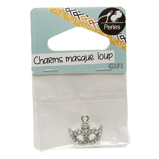 Accessoire bijou charms Masque Loup  m&eacute;tal + pierre