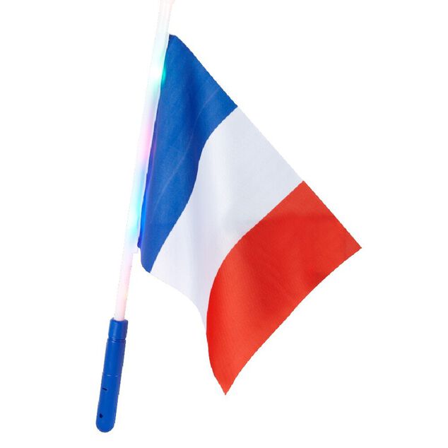 Drapeau avec embout lumineux supporter France