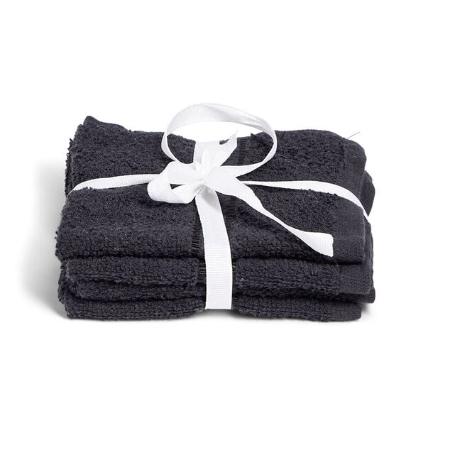 Lot de 4 serviettes invité coton jaune et noir 30x30cm