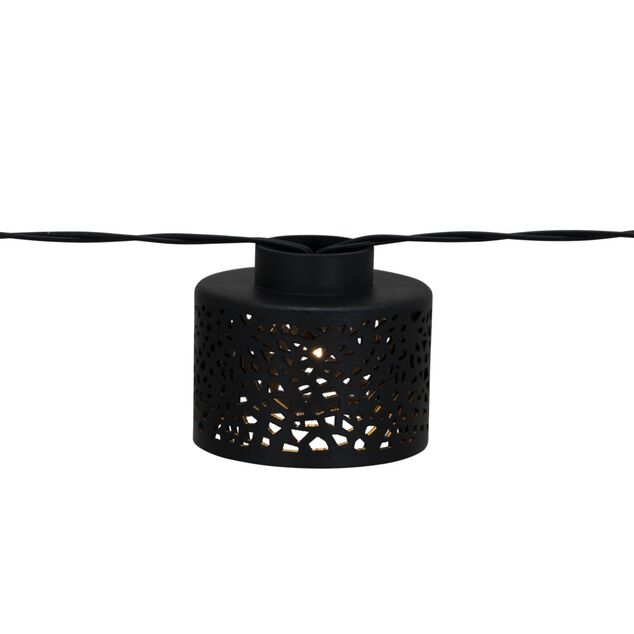 Guirlande solaire 10 mini abat-jours suspendus LED blanc chaud 5,6m