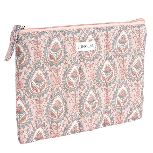 Pochette cosm&eacute;tique Indie plate polycoton matelass&eacute;e 23x16cm (2 mod&egrave;les)