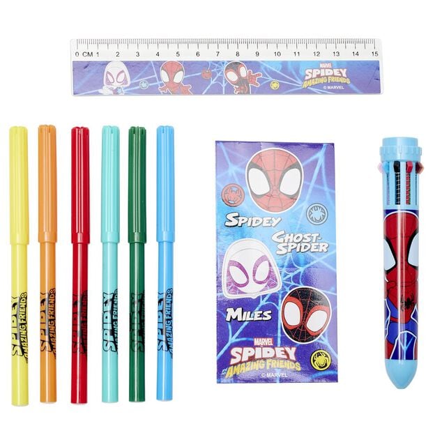 Trousse garnie Spidey bleu et rouge 18 pi&egrave;ces