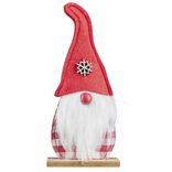Gnome à poser en bois rouge et blanc L10,5xl4,5xH24cm