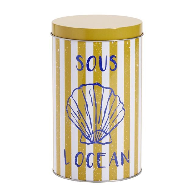 Bo&icirc;te en m&eacute;tal 1,8L ronde d&eacute;cor marin &Oslash;11xH18,5cm (3 mod&egrave;les)