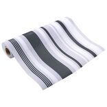 Chemin de table effet jute imprimé rayé gris blanc noir L400x28 cm