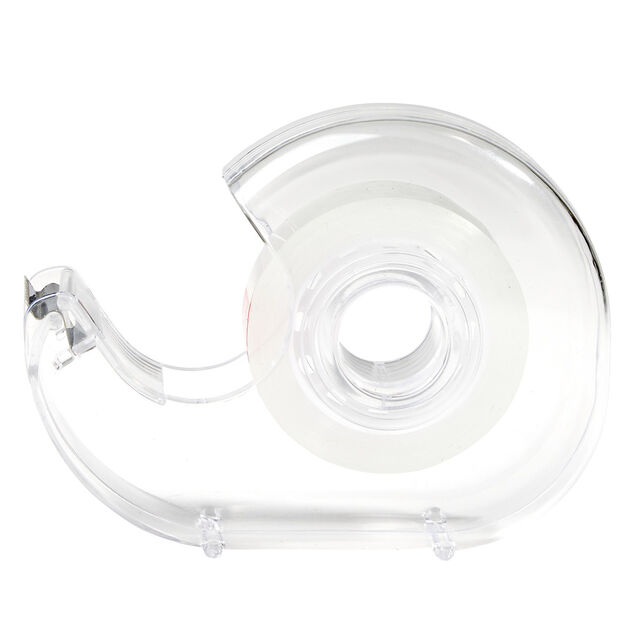 Rouleau adhésif avec dévidoir plastique transparent