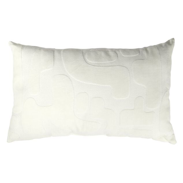 Coussin rectangulaire motif organique relief velours blanc 30x50cm