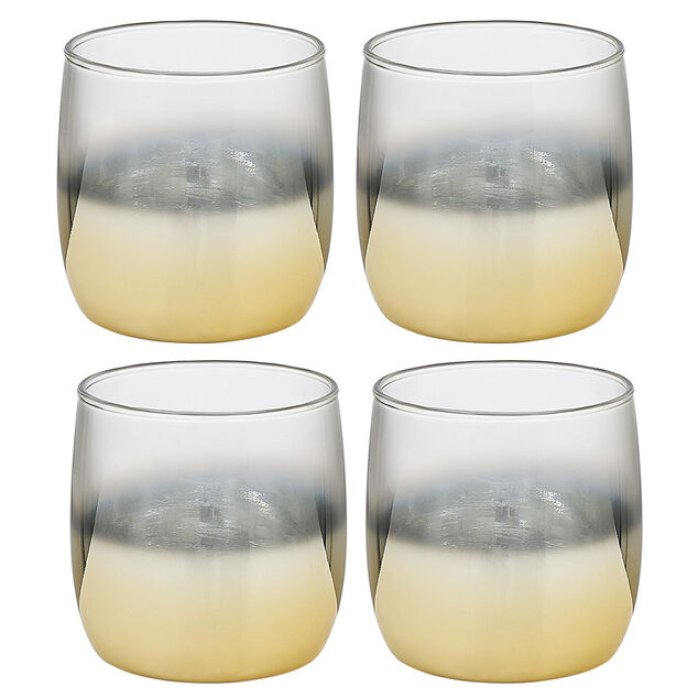 Gobelet en verre transparent pied doré x4