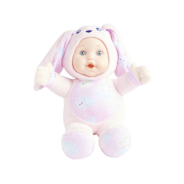 Poupon peluche rose H36cm