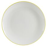 Assiette dessert porcelaine blanc liseré jaune Ø20cm