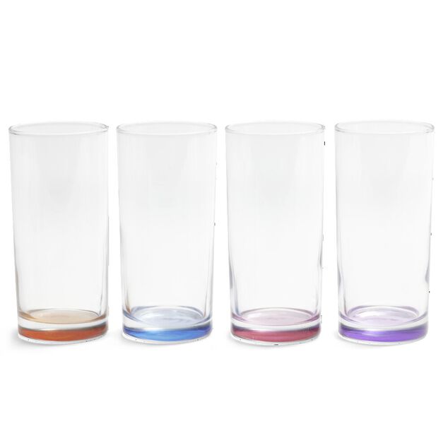 Lot de 6 gobelets tubes en verre fond color&eacute; 29,5cl