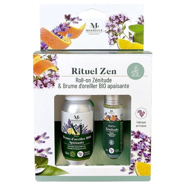 Coffret Mess&eacute;gu&eacute; roll-on z&eacute;nitude et brume d'oreiller Bio apaisante