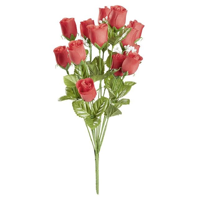 Bouquet de Roses et Gypsophil rouge en poly&eacute;thyl&egrave;ne