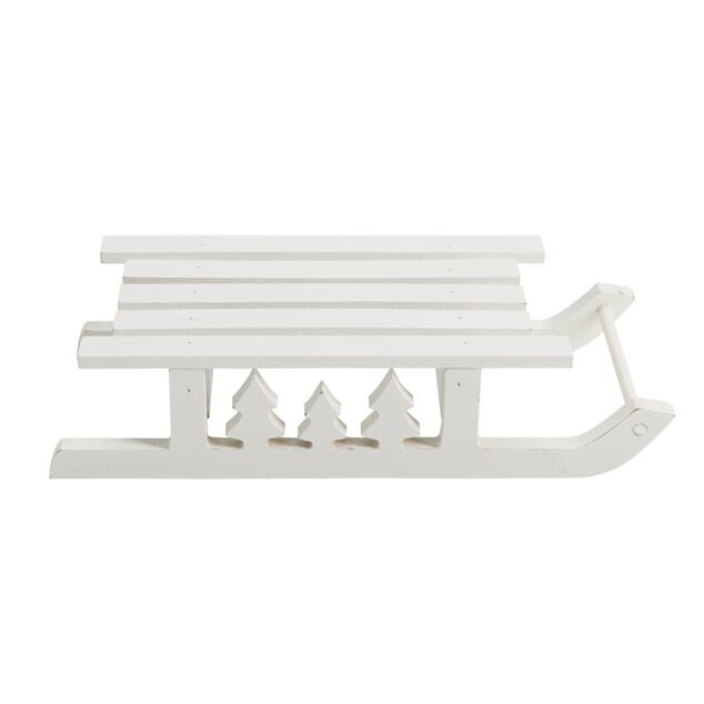Luge décorative à poser en bois blanc 26x11xH6cm