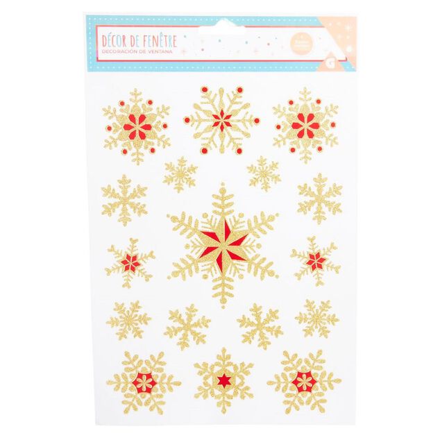 D&eacute;coration fen&ecirc;tre No&euml;l &eacute;lectrostatique &eacute;toile ou flocon