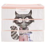 Bo&icirc;te bloc 3 tiroirs plastique d&eacute;cor animal H15,5 cm