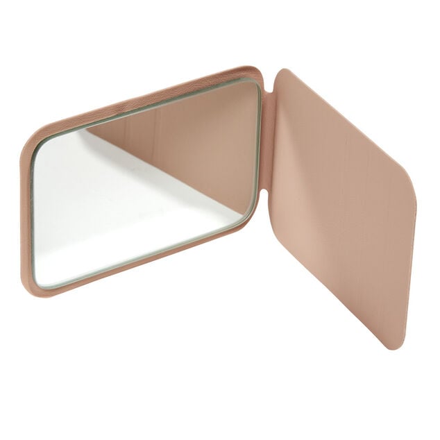 Miroir de poche avec support rose 7x11cm