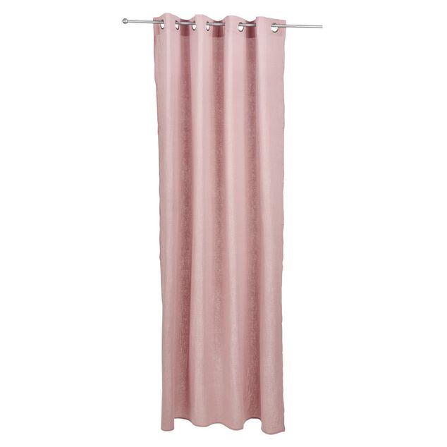 Rideau &agrave; oeillets gaze de coton rose uni 135xL240cm