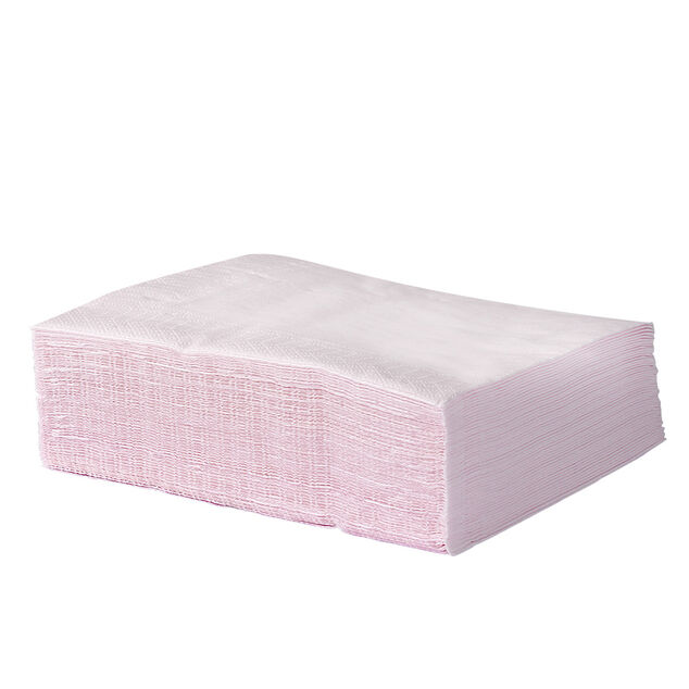 Serviette carr&eacute; unie rose p&acirc;le 2 plis en papier x50