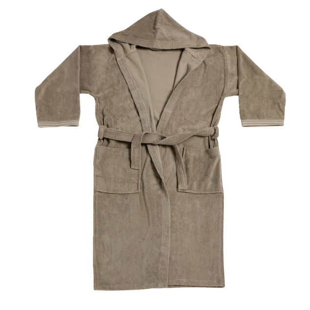 Peignoir avec capuche en coton L120cm - 2 modèles marron ou blanc