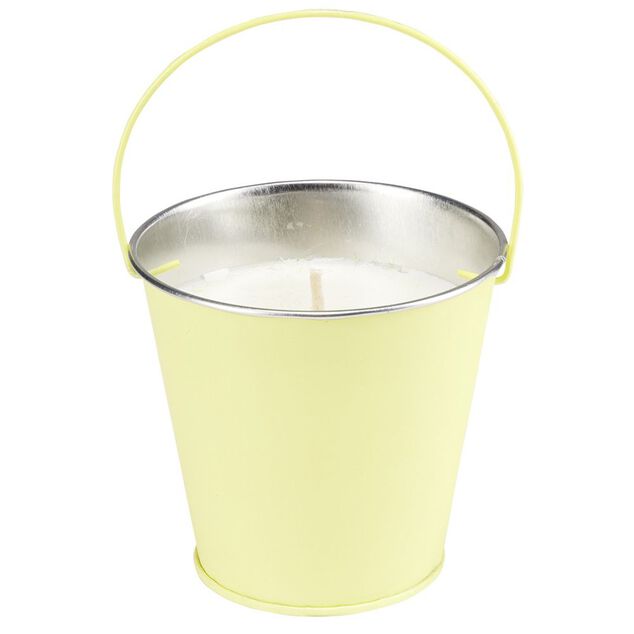 Bougie citronnelle soja et beurre de ghee seau m&eacute;tal pastel 42H