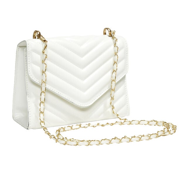 Sac &agrave; main simili effet matelass&eacute;e avec cha&icirc;ne m&eacute;tal dor&eacute; 20xH13cm - 2 mod&egrave;les