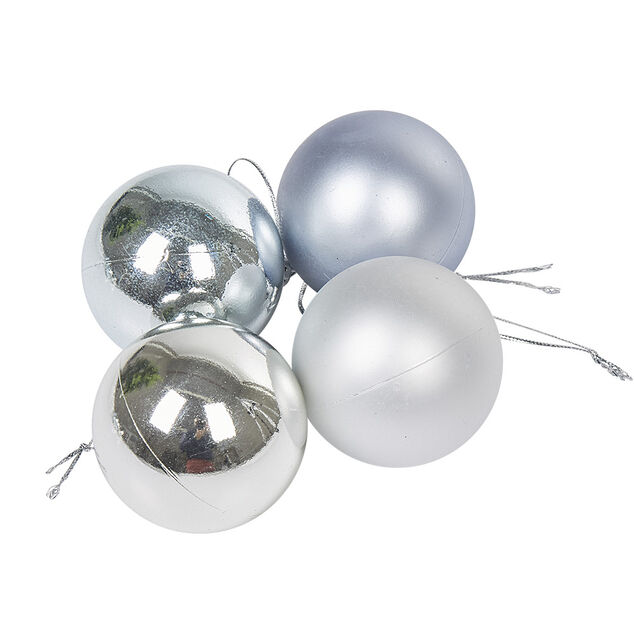 Boule de No&euml;l bleu et argent&eacute; x10