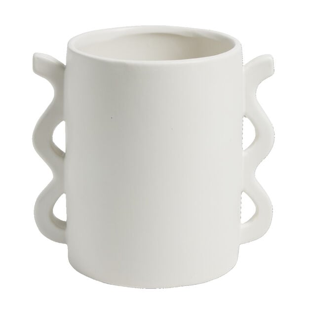 Pot en c&eacute;ramique blanc avec multi anses 11x13xH8cm