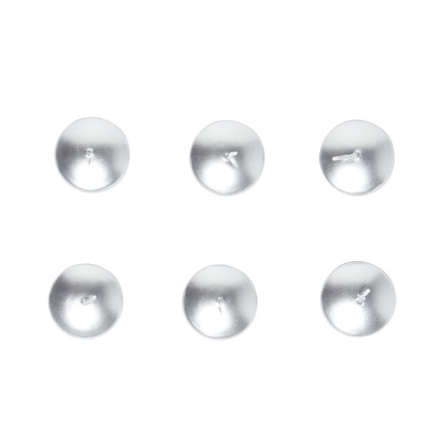 Lot de 6 bougies flottantes cire argentée Ø4,5cm