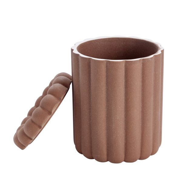 Pot de rangement en c&eacute;ramique forme cannel&eacute; &Oslash;11xH18cm (2 mod&egrave;les)