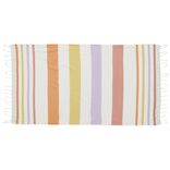 Fouta de plage 1 personne doubl&eacute;e &eacute;ponge bayad&egrave;re rayures color&eacute;es 90x170cm