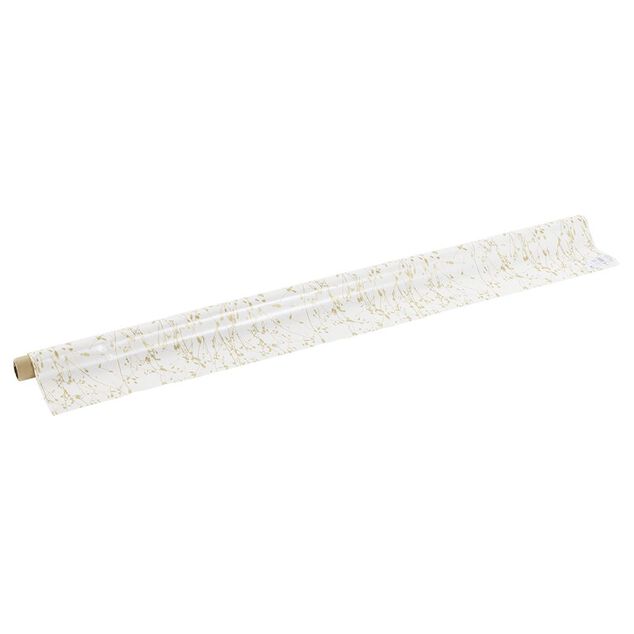 Toile cir&eacute;e nacr&eacute; or blanc L140cm