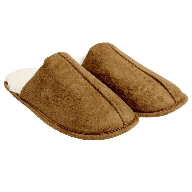 Chaussons homme marron fourr&eacute;s blancs 42/43