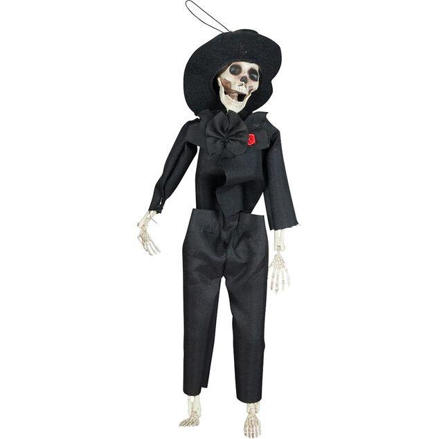 Squelette &agrave; suspendre Halloween tenue noire