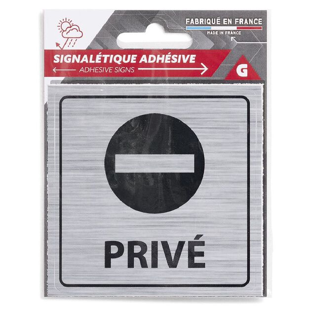 Signal&eacute;tique adh&eacute;sive - Sens interdit priv&eacute; - 8x8 cm