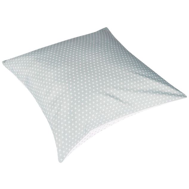 Taie d'oreiller carrée gris blanc imprimé croix x2